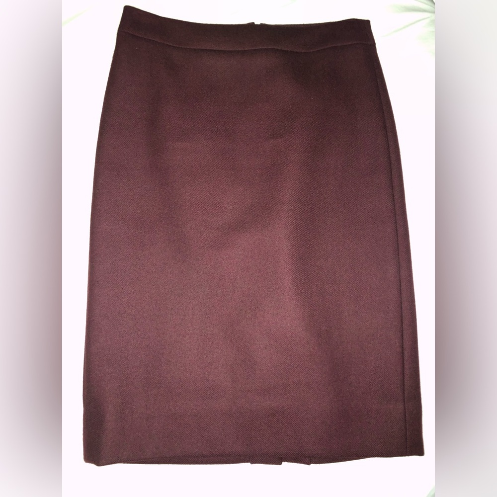 J Crew Number 2 Pencil Skirt Maroon Double-Serge Wool
